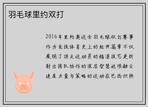 羽毛球里约双打